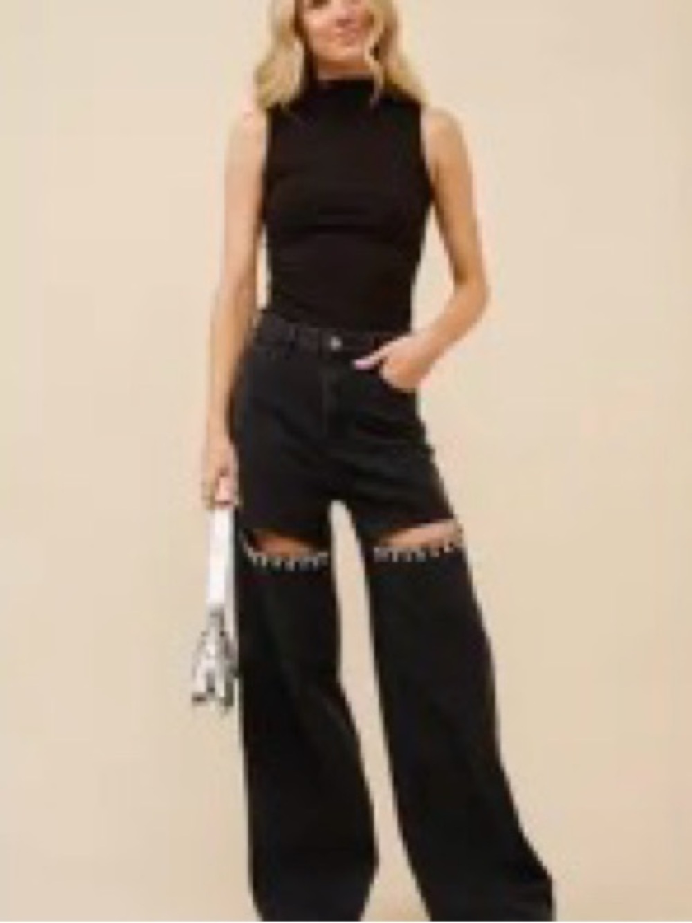 Black rhinestone jeans